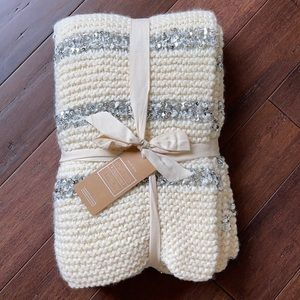 NWT West Elm Knotted Sequin Throw